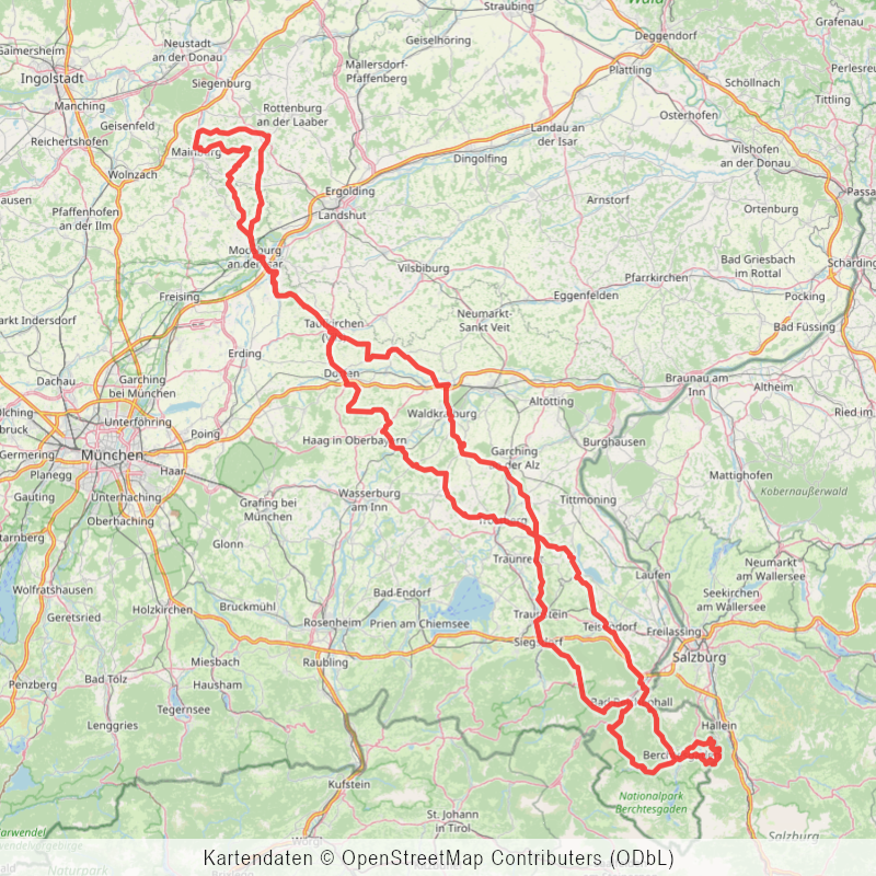 Routenübersicht auf einer OSM Karte