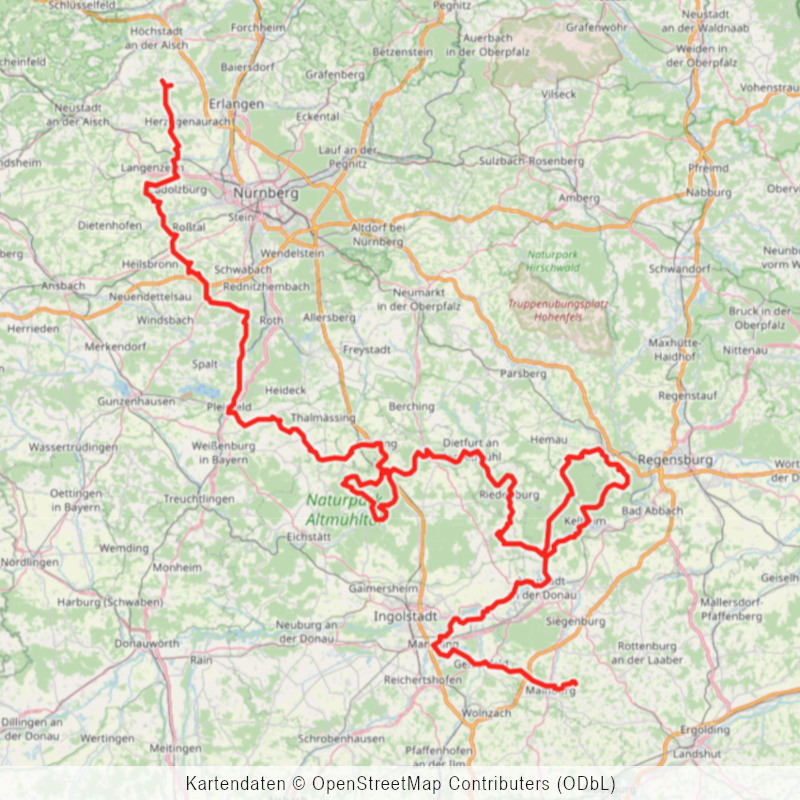 Routenübersicht auf einer OSM Karte