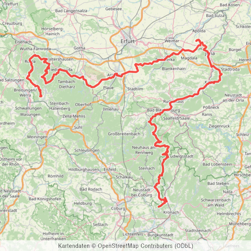 Routenübersicht auf einer OSM Karte